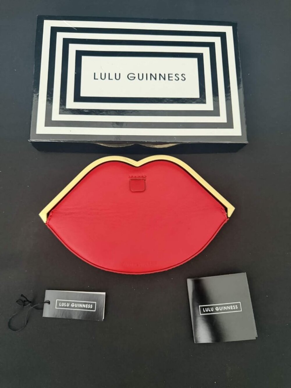 Lulu Guinness Red Lips Medium Leather Clutch NWT / NWB